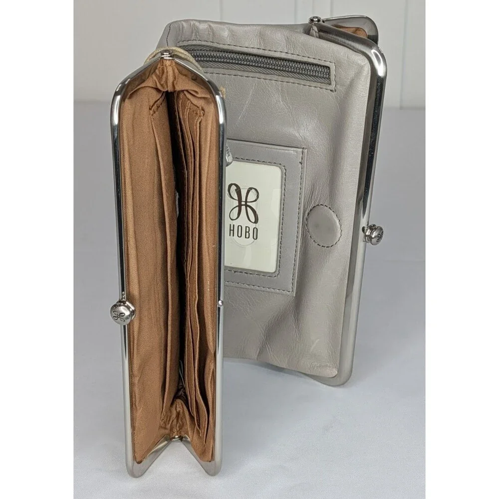 Hobo Lauren Double-Frame Leather Vintage Style Wallet - Driftwood, NWT